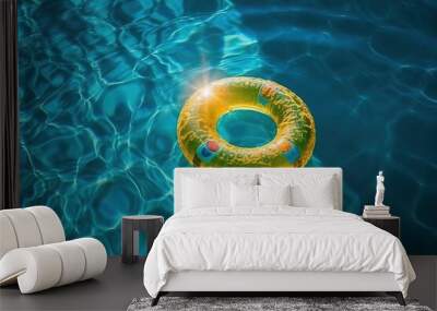 safety floater floating in blue water, generative ai Wall mural