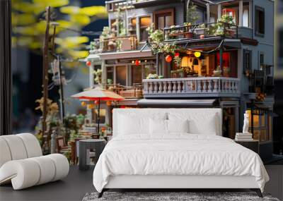 scale model studio of a charming retro town Wall mural