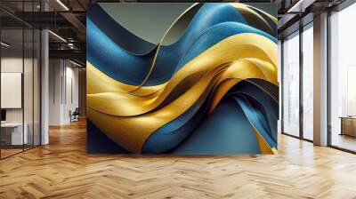 Swirling golden and blue background Wall mural