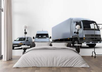 Transportation fleet in white Wall mural