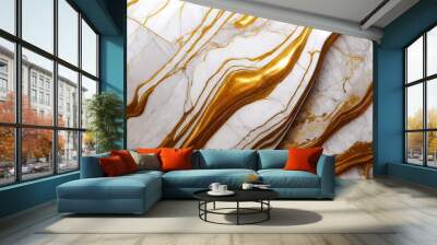 White marble with white and gold Wall mural