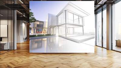 Wireframe mansion Wall mural