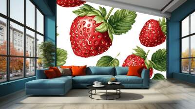 seamless pattern with strawberries Wall mural