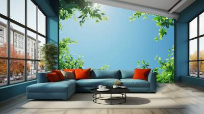 sun light blue clear sky under tree branch Wall mural