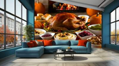 thanksgiving country dinner Wall mural