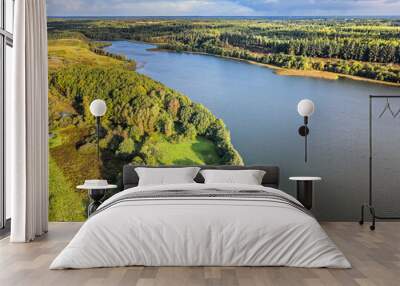 Small Danish lake Rorbaek with green sourroundings in Denmark Wall mural