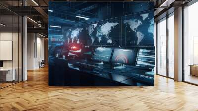 High-Tech Global Surveillance Command Center Wall mural