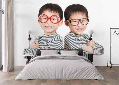 Two brother  smiling on white background Wall mural