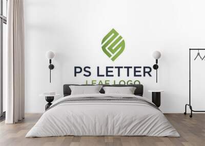 PS LETTER LEAF LOGO DESIGN Wall mural