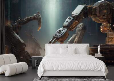 artificial intelligence robots work in industry  Wall mural