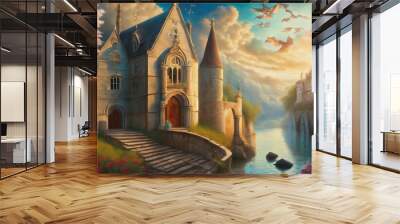 church in the night Wall mural