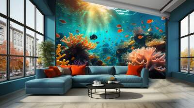 coral reef and fishes Wall mural