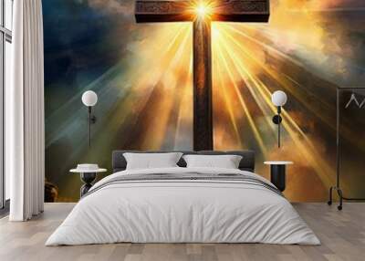 cross in the night Wall mural