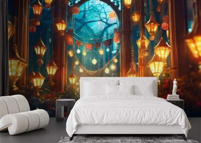 forest tree lights Wall mural