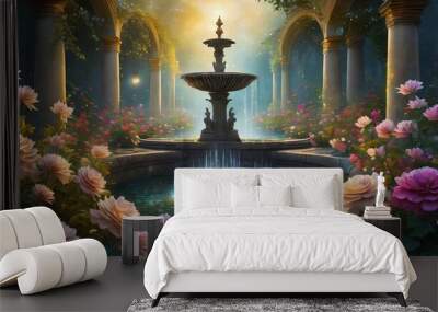 fountain at night Wall mural