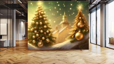 golden christmas background Wall mural