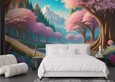 landscape with trees Wall mural