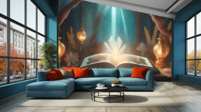 magic book and magic light Wall mural