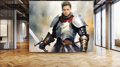 medieval knight with sword Wall mural