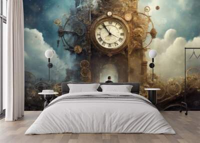 old clock in the sky Wall mural