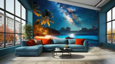 tropical island at night Wall mural