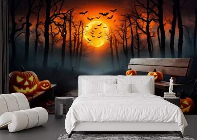 halloween un banc a droite Wall mural