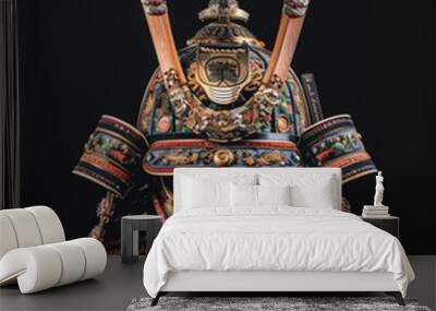 Samurai standing, sword ready, stoic Wall mural