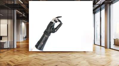 Bionic prosthetic arm on a white isolated background. The future, communication, technology, the new generation, the concept of progress. Wall mural