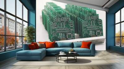 Computer board with chips at the factory for the production of computer components. Wall mural