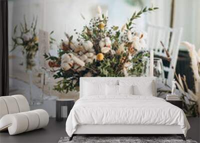 Table setting and decoration. Wall mural