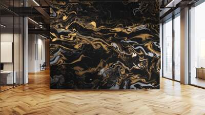 marble ink paper texture black silver gold Wall mural