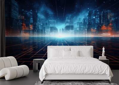 abstract future cityscape reflections Wall mural