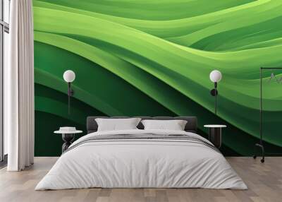 Active green abstract movement swirls on the digital canvas  Wall mural