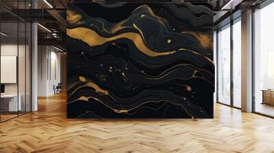 Black and gold liquid marble background Wall mural