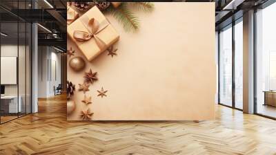 christmas decoration with gift box background Wall mural