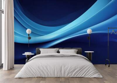 Digital abstract setting with sleek blue curves moving gracefully  Wall mural