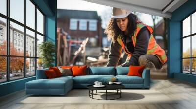 diversity and inclusivity photography woman working on construction site Wall mural