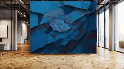 Fragmented textures of blue with layered effects  Wall mural