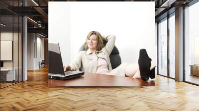 business woman with laptop Wall mural