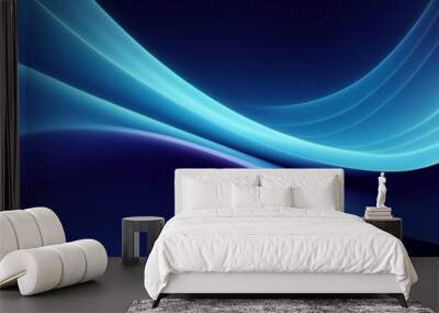 Graceful movement of sleek blue curves in a digital abstract environment  Wall mural