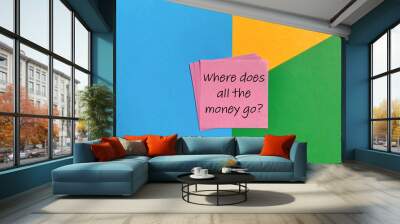 Where does all the money go text on paper with copy space background. Financial management concept. Stock photo Wall mural