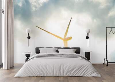 Wind Turbine with Cloudy Sky and Sun Wall mural