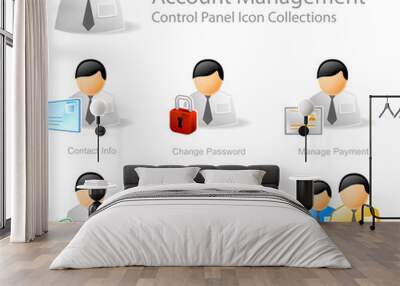 account management  - control panel icon set Wall mural