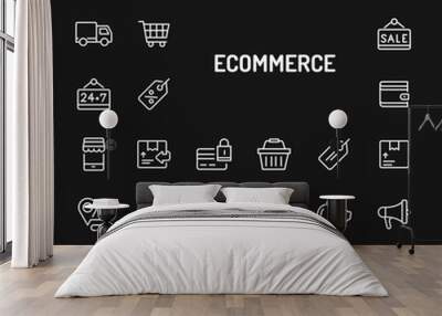 Business & E-commerce Simple Line Icon Set Wall mural