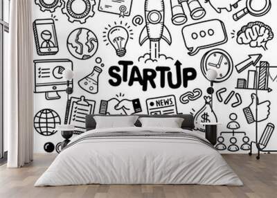 Hand-drawn Vector Collection: Startup Wall mural