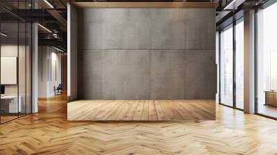 Empty Room with Concrete Wall and Wooden Floor Wall mural