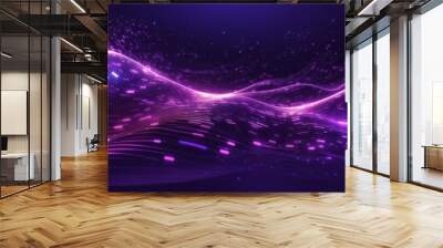 Futuristic wave digital data vortex stream technology lines artificial intelligence background Wall mural