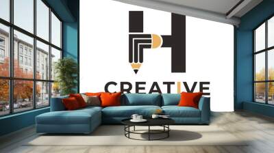 Initial Letter H with Pencil Logo Design Icon Template Element Wall mural