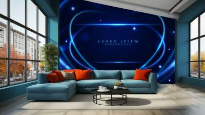 bright glowing curve blue lines decorative vector illustration  modern and creative digital luxury award banner,cover and card design element.  Wall mural