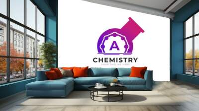 Letter A Inside Chemistry Tube Laboratory Logo Design Template Element Wall mural